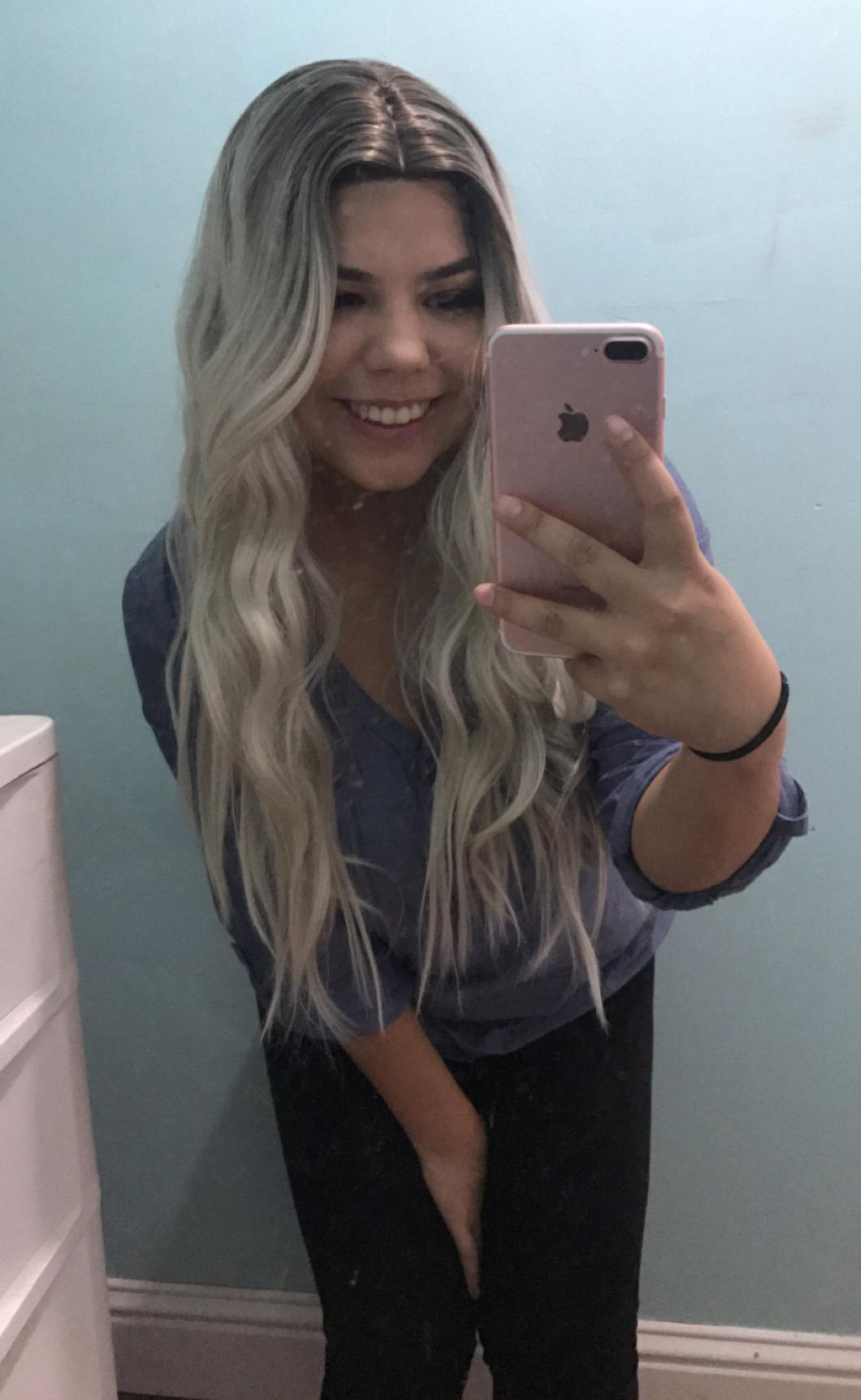Lace Front 28" Curly Ombre Synthetic Wigs