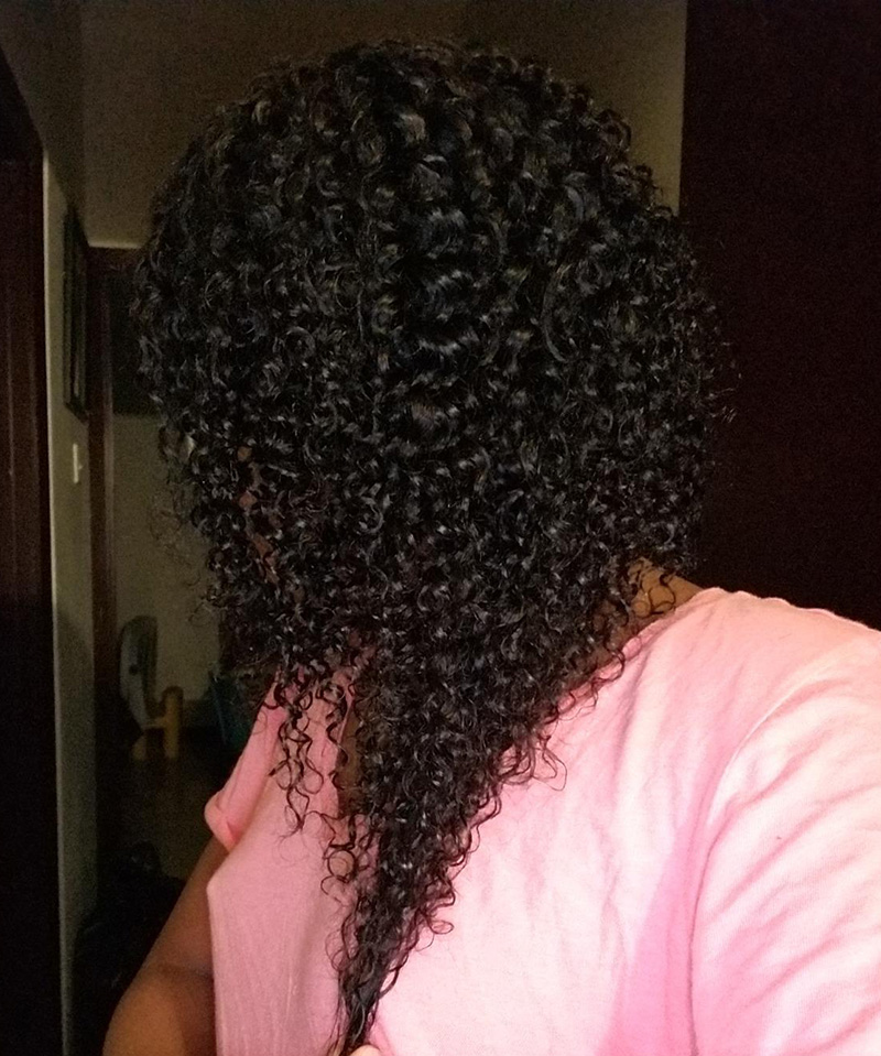 Black Central Parting Curly Medium Lace Front Hair Wigs 14 Inches