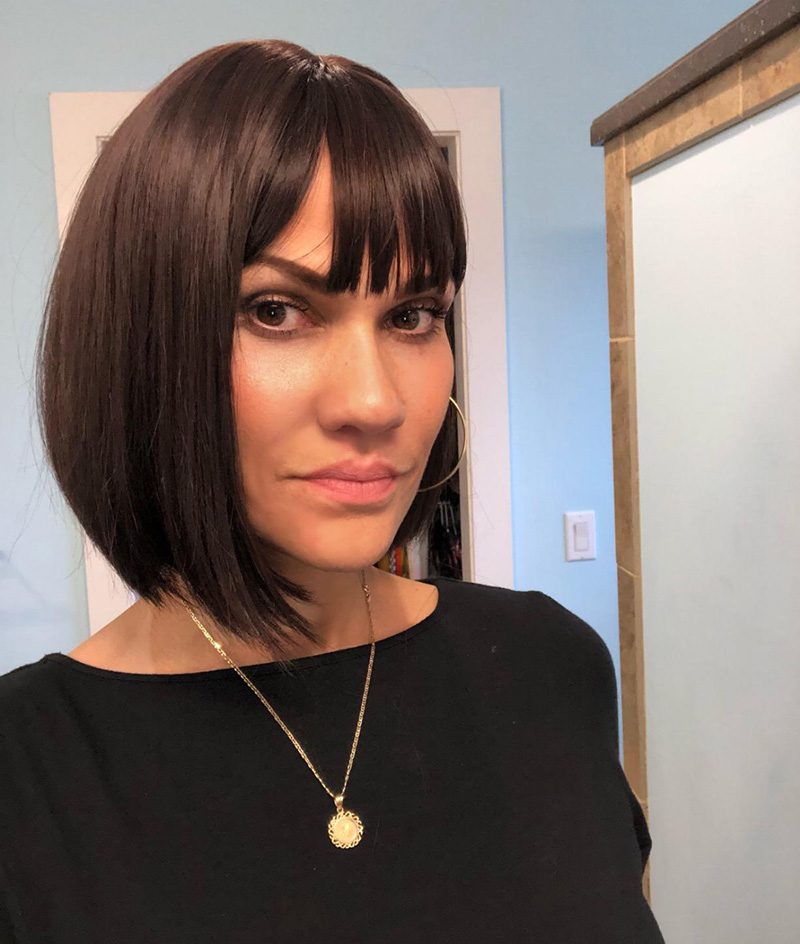 Short Straight Bob Style Capless Remy Human Hair Wigs With Bangs