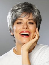 High Quality Grey Lace Front Synthetic Straight Wigs