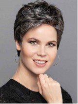 Short  Lace Front Wigs Grey 6" Silver Straight Wigs