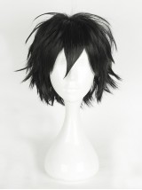 Short Black Straight Capless Cosplay Wigs With Bangs 10 Inches