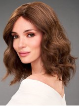 Elegant Shouder Length Wavy Wig Without Bangs Human Hair Wigs