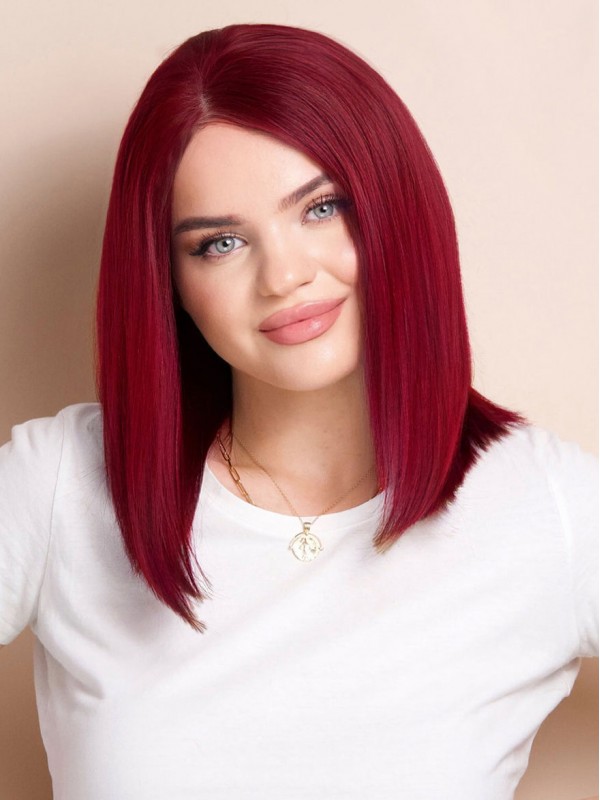 Best 12" Lace Front Cherry Red Human Hair Wigs
