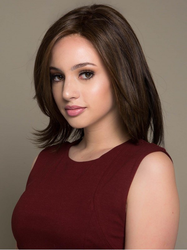 12" Layered Capless Human Hair Wigs With Bangs