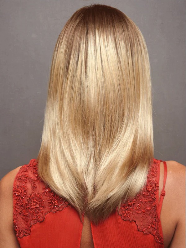 Long Blonde 100% Human Hair With Bangs Women Wigs