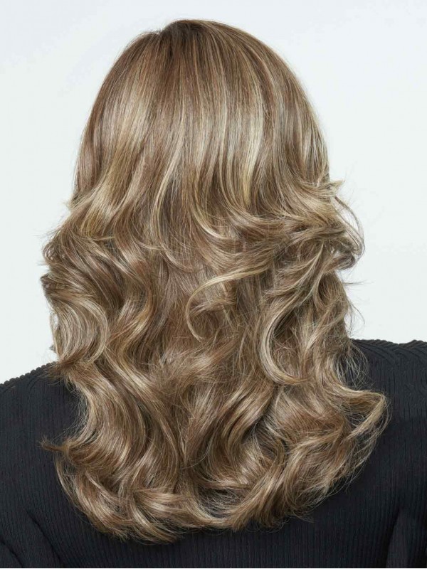 Long Glamorous 22" Layered Wavy Human Hair Lace Front Wigs