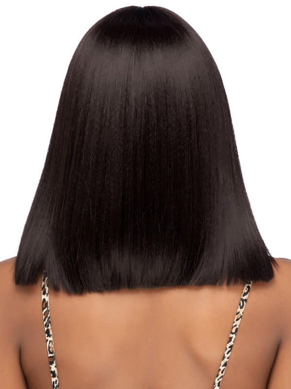 14" Shoulder Length Lace Front With Bangs Wigs Human Hair