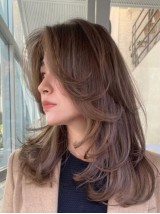 14" Shoulder Length Layered Capless Brown Straight Wigs