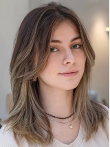 Human Hair 14" Layered Straight Ombre Monofilament Shoulder Length Wigs