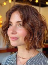 12" Wavy Without Bangs Chin Length Auburn Wigs