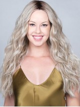 Ladies Long Wigs Capless Synthetic 20" Without Bangs Wigs