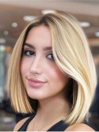 Blonde Lace Front Synthetic 10" Straight Bobs Wigs