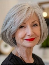 Grey Wigs Lace Front Synthetic Bobs 10" Chin Length  Wig