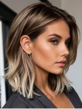 Synthetic Lace Front Wigs Layered Ombre 12" Straight Wigs