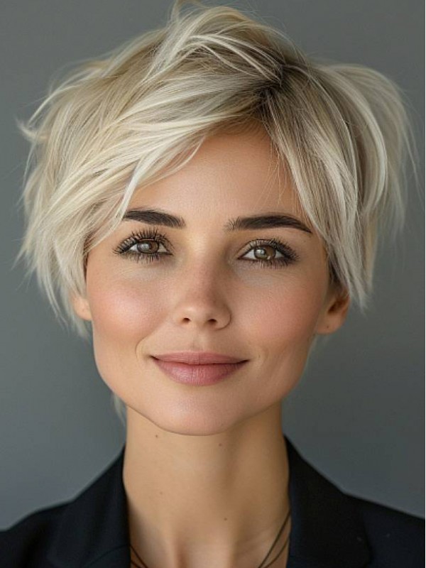 Straight Lace Front Wig Boycuts Platinum Blonde 8" Synthetic Wigs