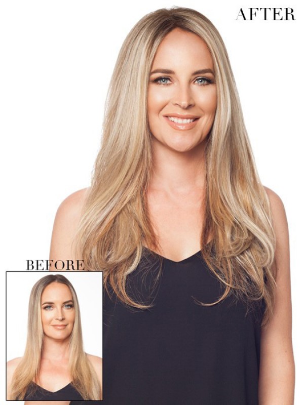 5"x5.75" Long Straight Blonde Remy Human Hair Mono Hair Pieces