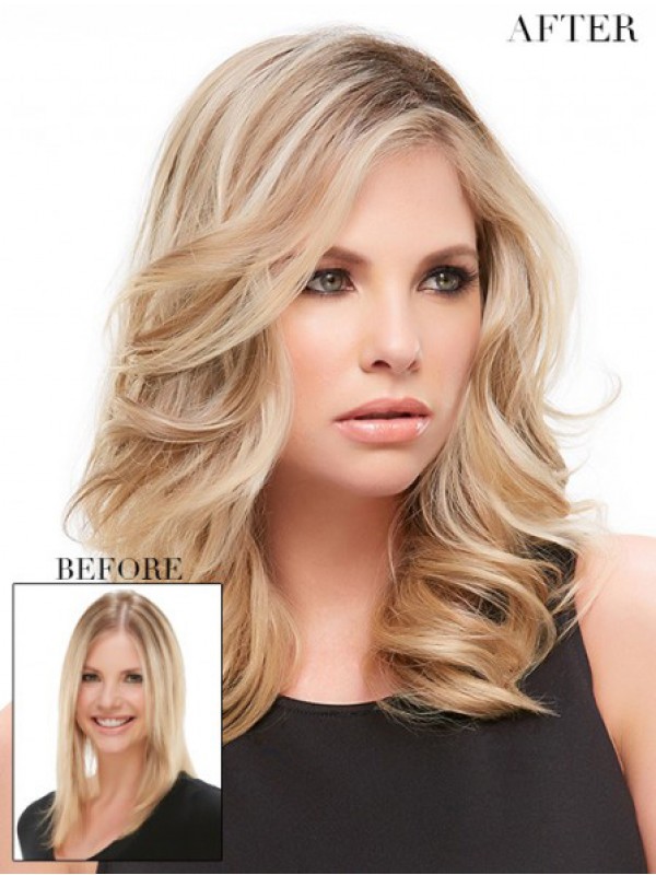 5"x5.75" Natural Wavy Blonde Remy Human Hair Mono Hair Pieces