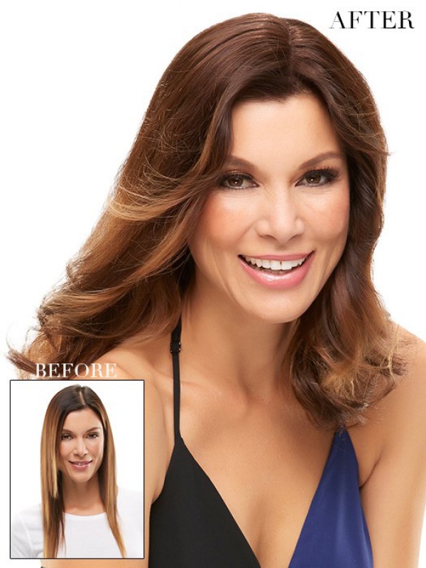 5"x2.75" Long Wavy Auburn 100% Human Hair Mono Hair Pieces
