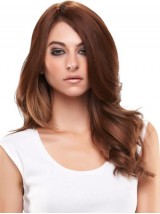 5"x2.75" Fashionable Wavy Auburn Remy Human Hair Mono Hair Pieces