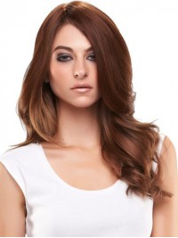 5"x2.75" Fashionable Wavy Auburn Remy Human Hair Mono Hair Pieces