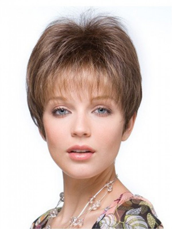 5"x5.75" Short Straight Brown Remy Human Hair Mono Hair Pieces