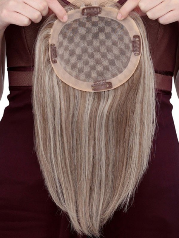 7"x6" Sunny Blonde Brown Human Hair Mono Top Piece