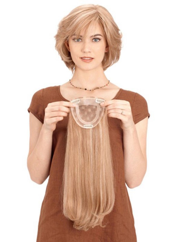 5"x4.5" Simple Blonde Long Human Hair Top Piece