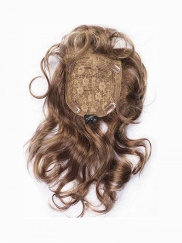 6.5"x6" Sexy Wavy Brown Human Hair Capless Hair Pieces