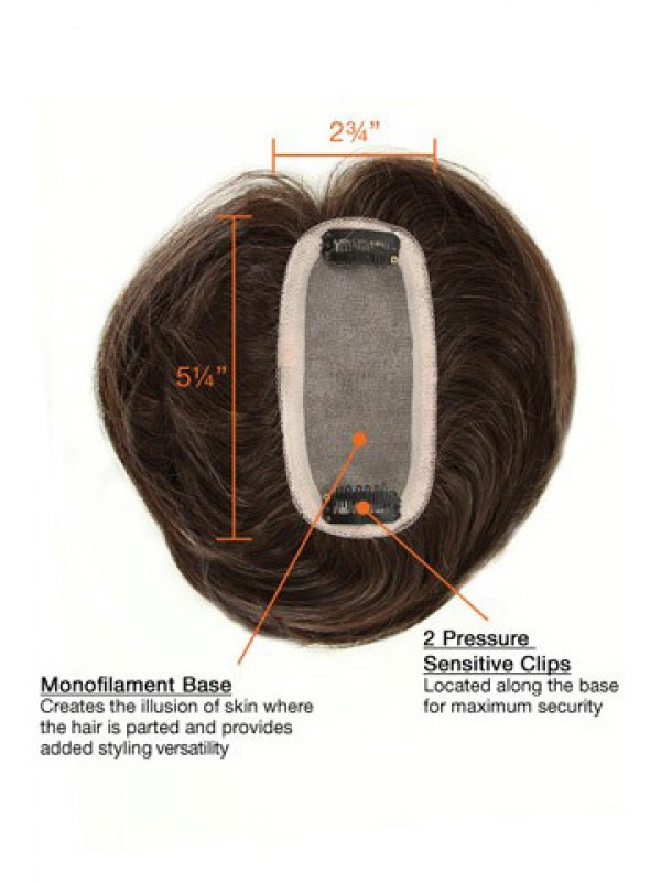 5.25"x2.75" Black Straight Remy Human Hair Mono Hair Pieces