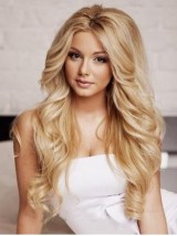 Middle Parting Blonde Long Wavy Lace Front Remy Human Hair Wigs
