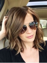 Medium Bob Wavy Capless Human Hair Wig With Side Bangs