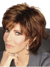 Layered Brown Boy Cut Capless Human Hair Wigs 8 Inches