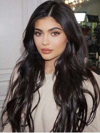 Natural Black Long Wavy Full Lace Human Hair Wigs 26 Inches