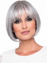 Grey Bob Style Straight Short Wigs
