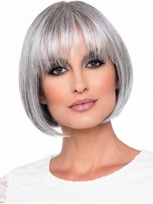 Grey Bob Style Straight Short Wigs