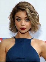 Bob Style Lace Front Wavy Remy Human Hair Wigs With Side Bangs 10 Inches