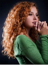 Orange Long Curly Lace Front Human Hair Wigs 22 Inches
