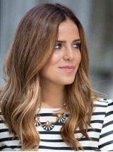 Two-Tones Central Parting Wavy Long Lace Front Human Hair Wigs 18 Inches
