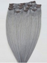 7Pcs Clip In Sterling Silver Synthetic Hair Extensions