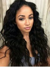 Black Long Curly Full Lace Human Hair Wigs With Baby Hairs 24 Inches