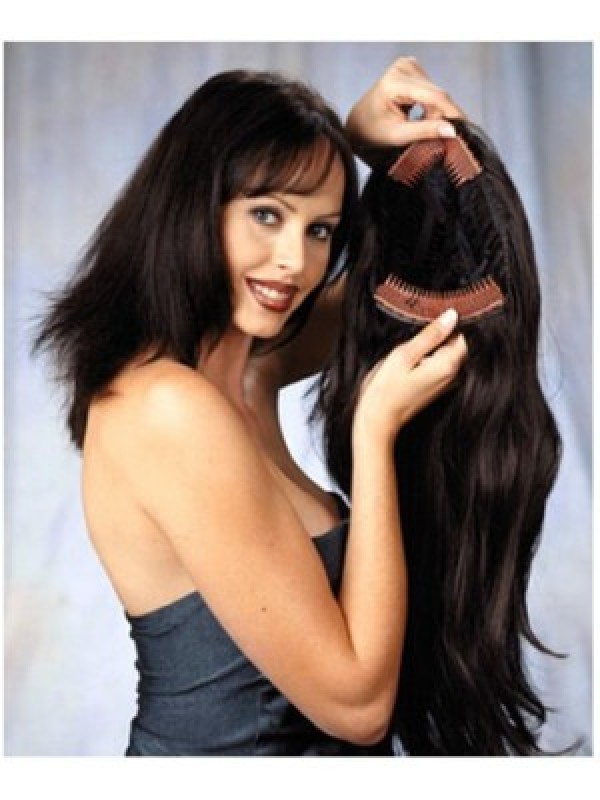 Beautiful Black Wavy Long Human Hair Wigs