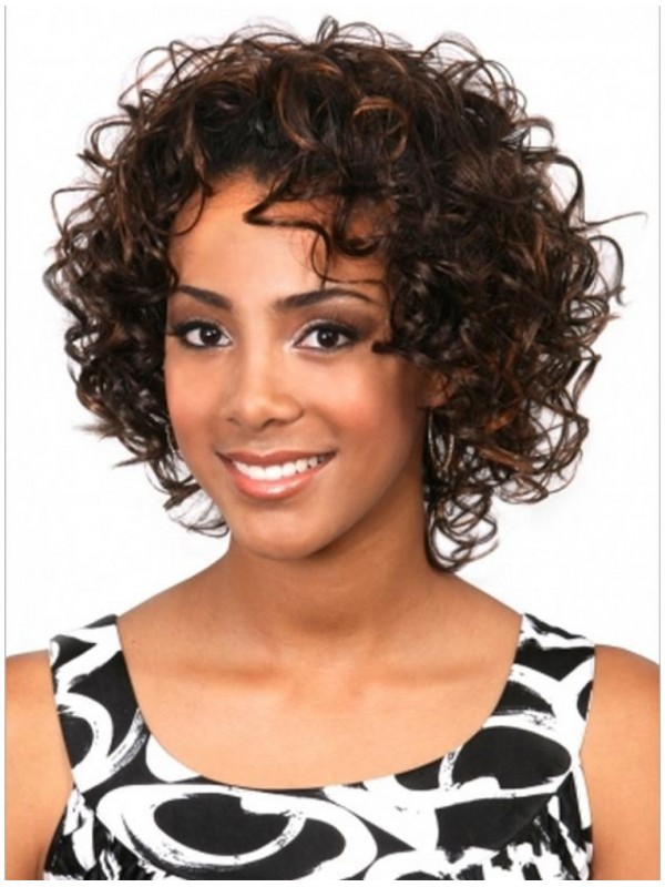 Easeful Brown Curly Chin Length Human Hair Wigs & Half Wigs