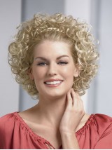 Discount Blonde Curly Chin Length Human Hair Wigs & Half Wigs