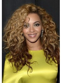 Long Curly Full Lace Human Hair Wigs With Side Bangs
