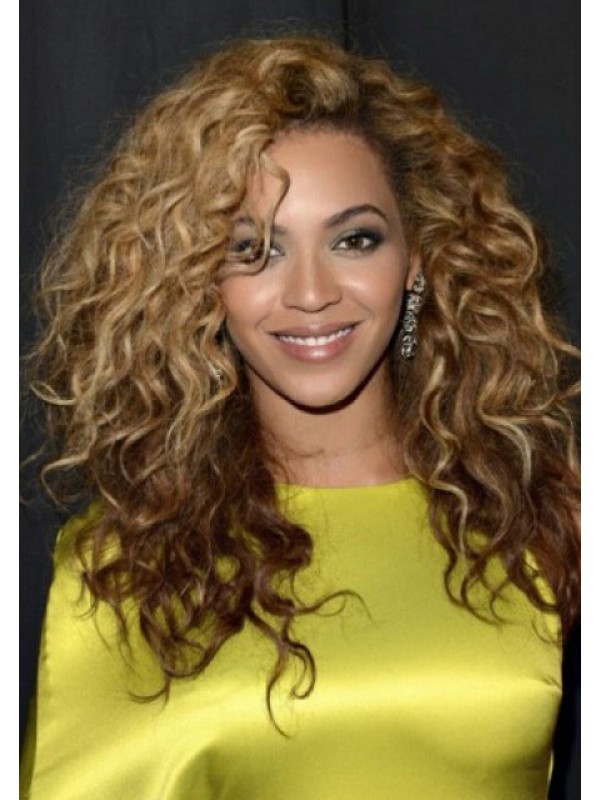 Long Curly Full Lace Human Hair Wigs With Side Bangs
