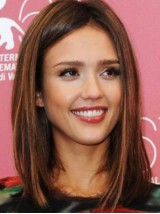 Jessica Alba Medium Straight Bob Style Capless Synthetic Wigs