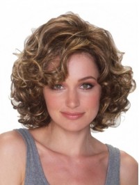 Brown Short Curly Synthetic Capless Wigs