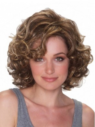 Brown Short Curly Synthetic Capless Wigs