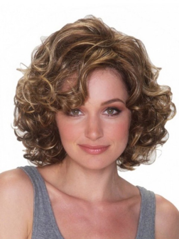 Brown Short Curly Synthetic Capless Wigs